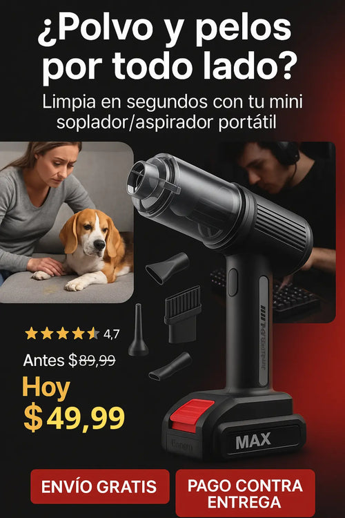 PocketVac™ – Aspirador Portátil Potente para Migas, Polvo y Ranuras